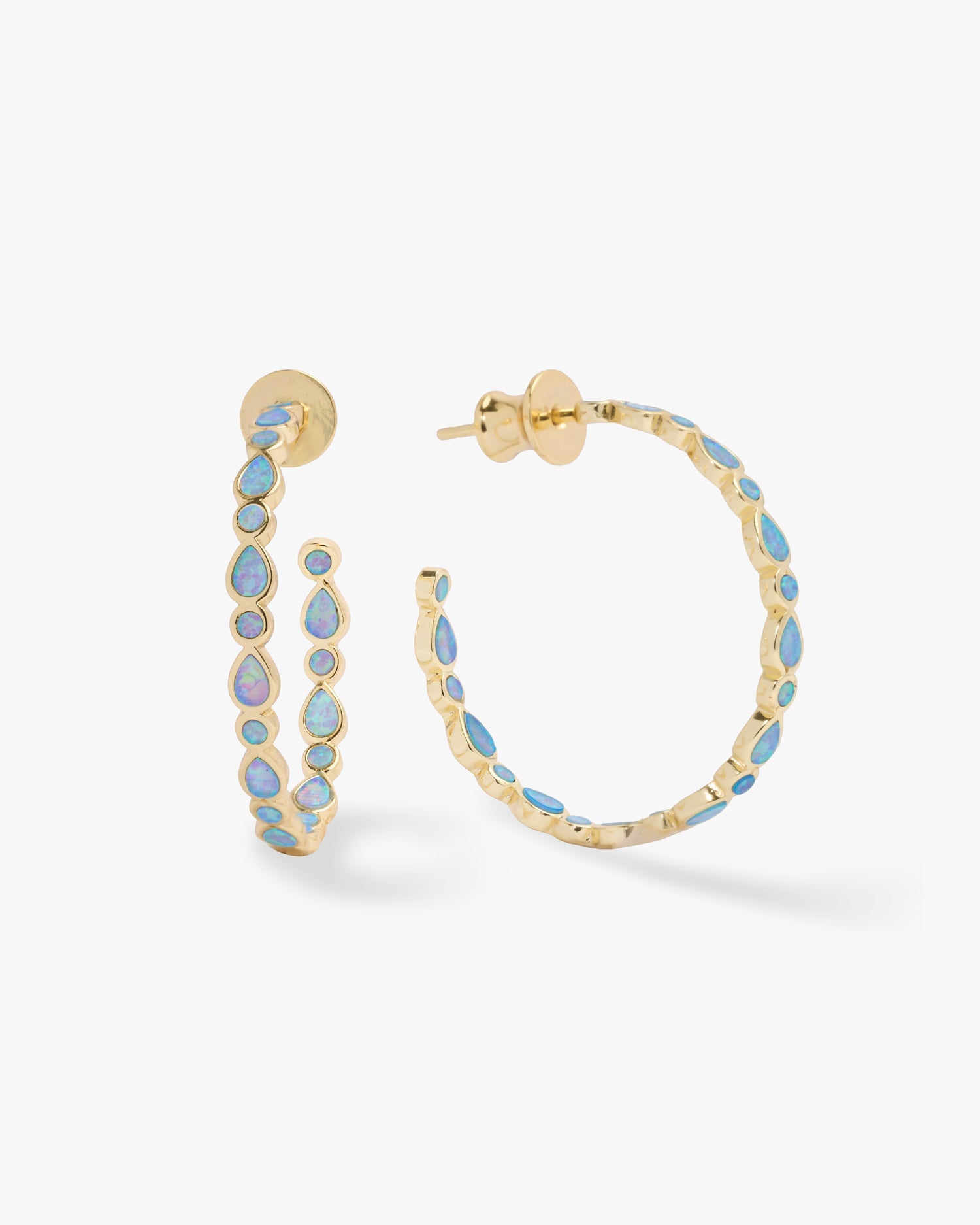 Baby Isla Hoops 1" - Gold|Blue Opal