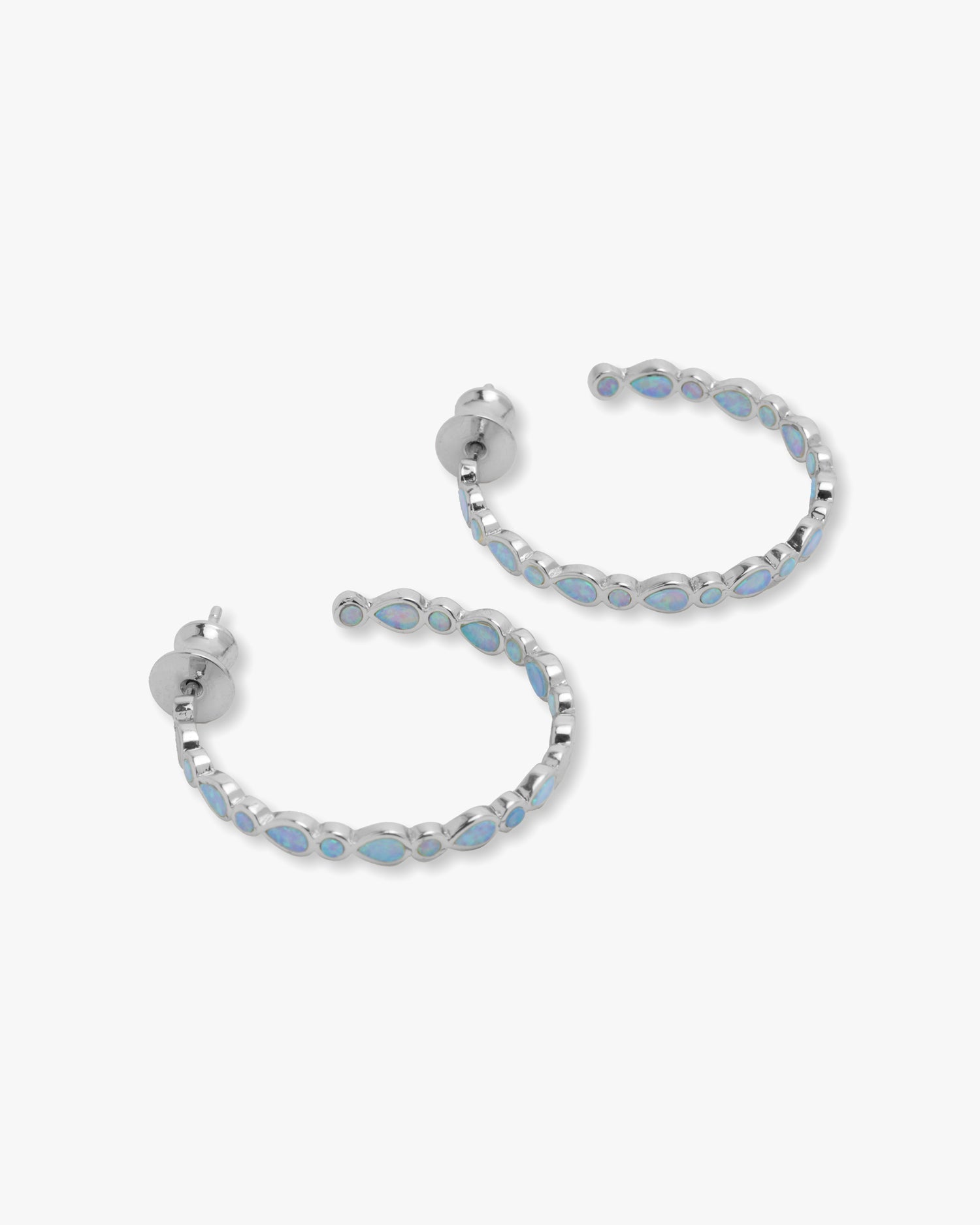 Baby Isla Hoops 1" - Silver|Blue Opal