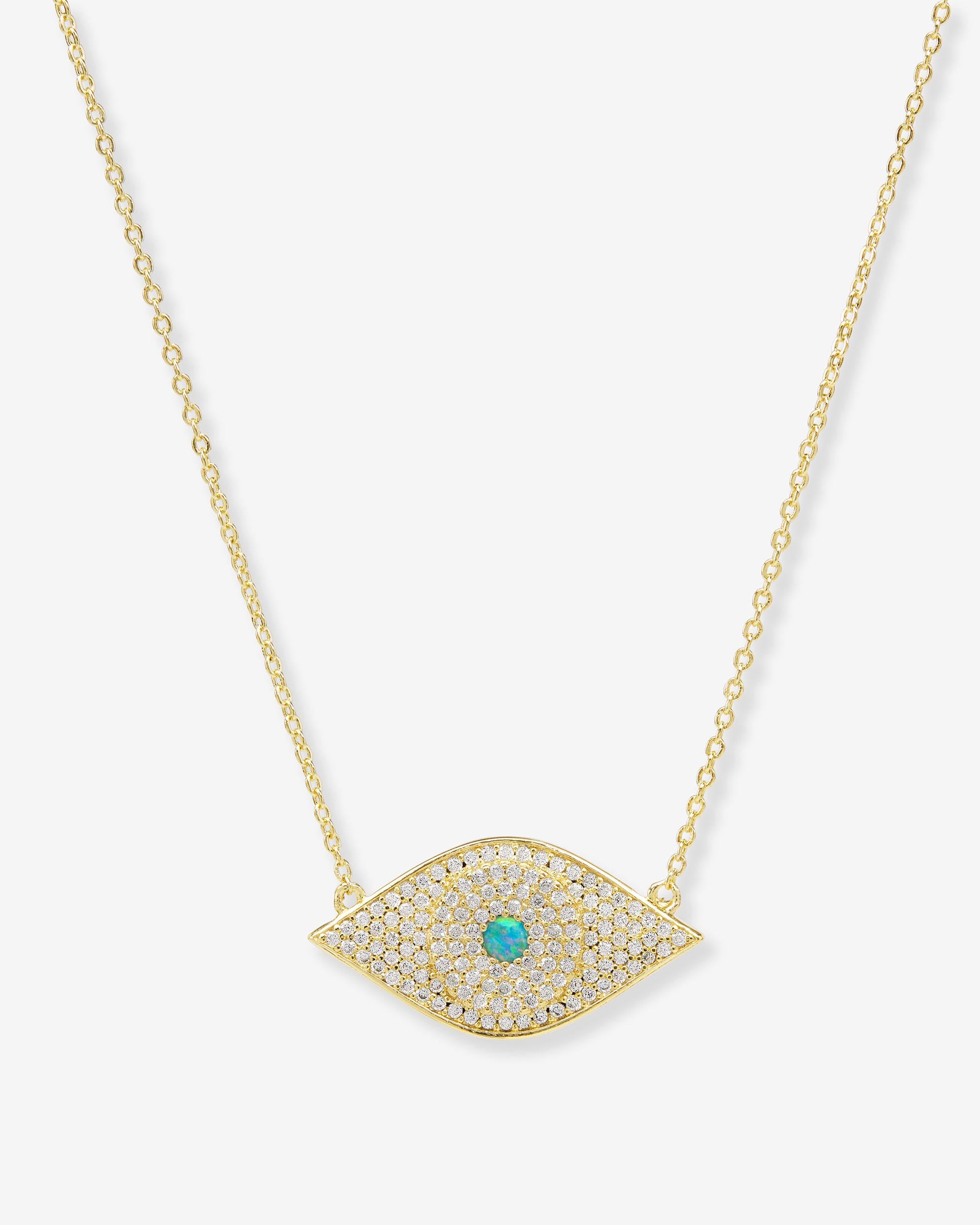 Blue Opal Evil Eye Necklace - Gold|Blue Opal