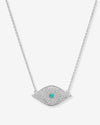 Blue Opal Evil Eye Necklace - Silver|Blue Opal