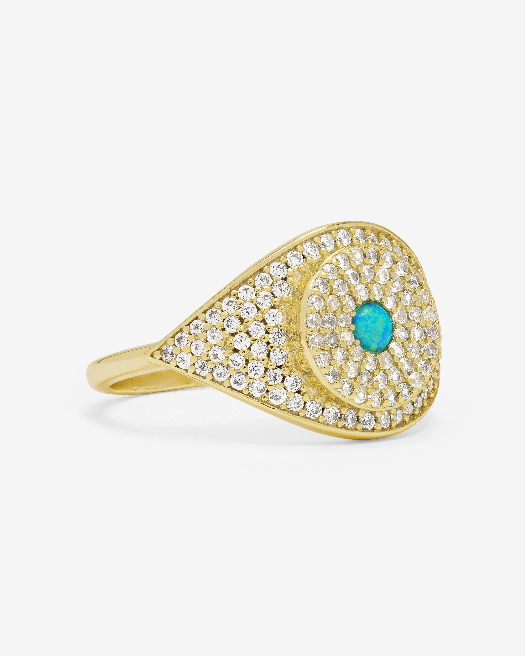 Blue Opal Evil Eye Ring - Gold|Blue Opal