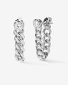 Julian Soft Chain Hoops - Silver|White Diamondettes