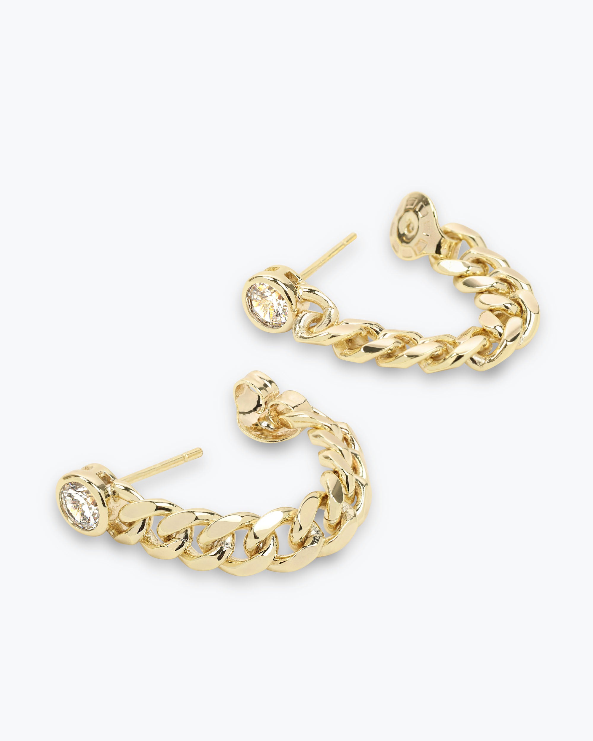 Julian Soft Chain Hoops - Gold|White Diamondettes