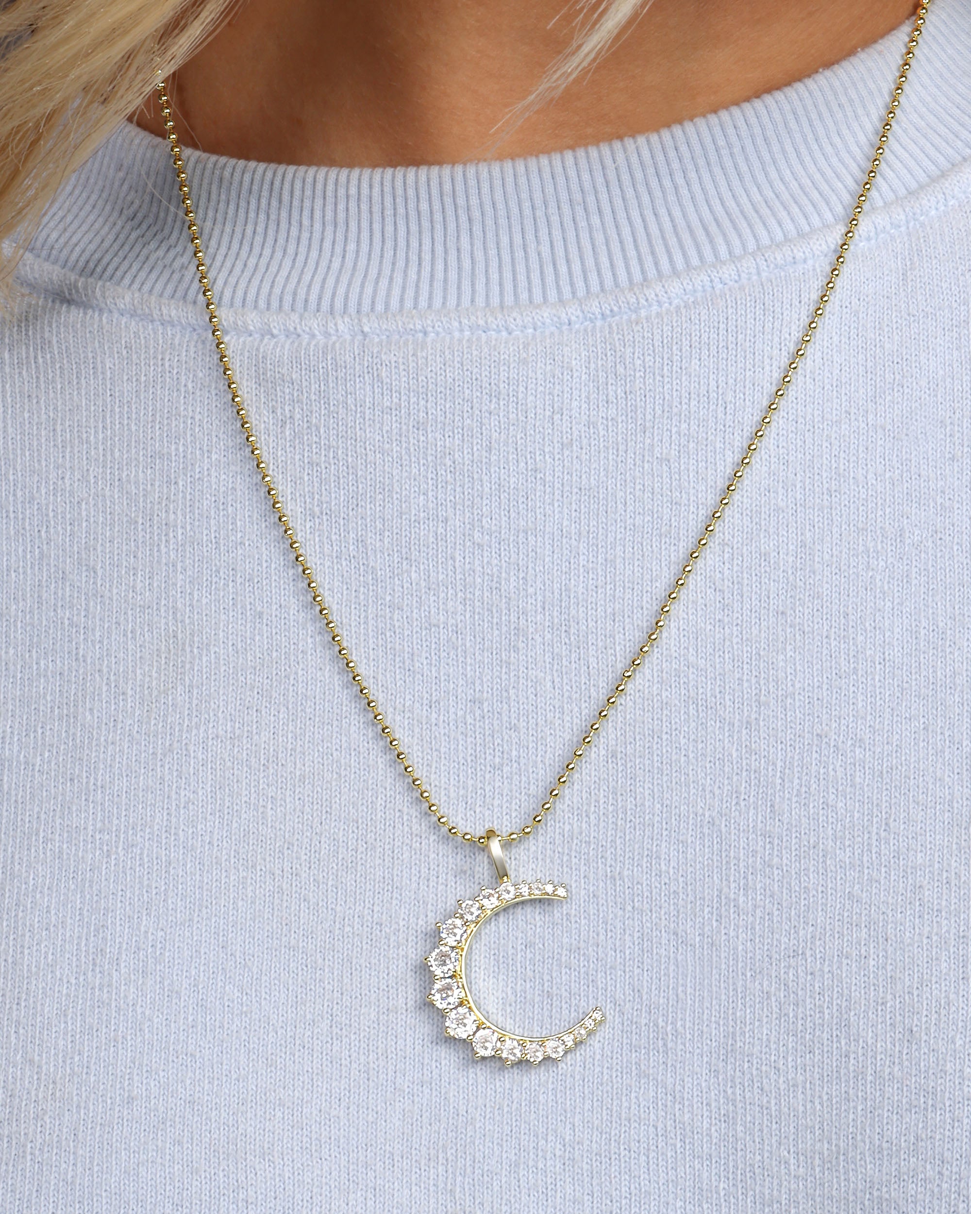 The Callisto Moon Necklace - Gold|White Diamondettes