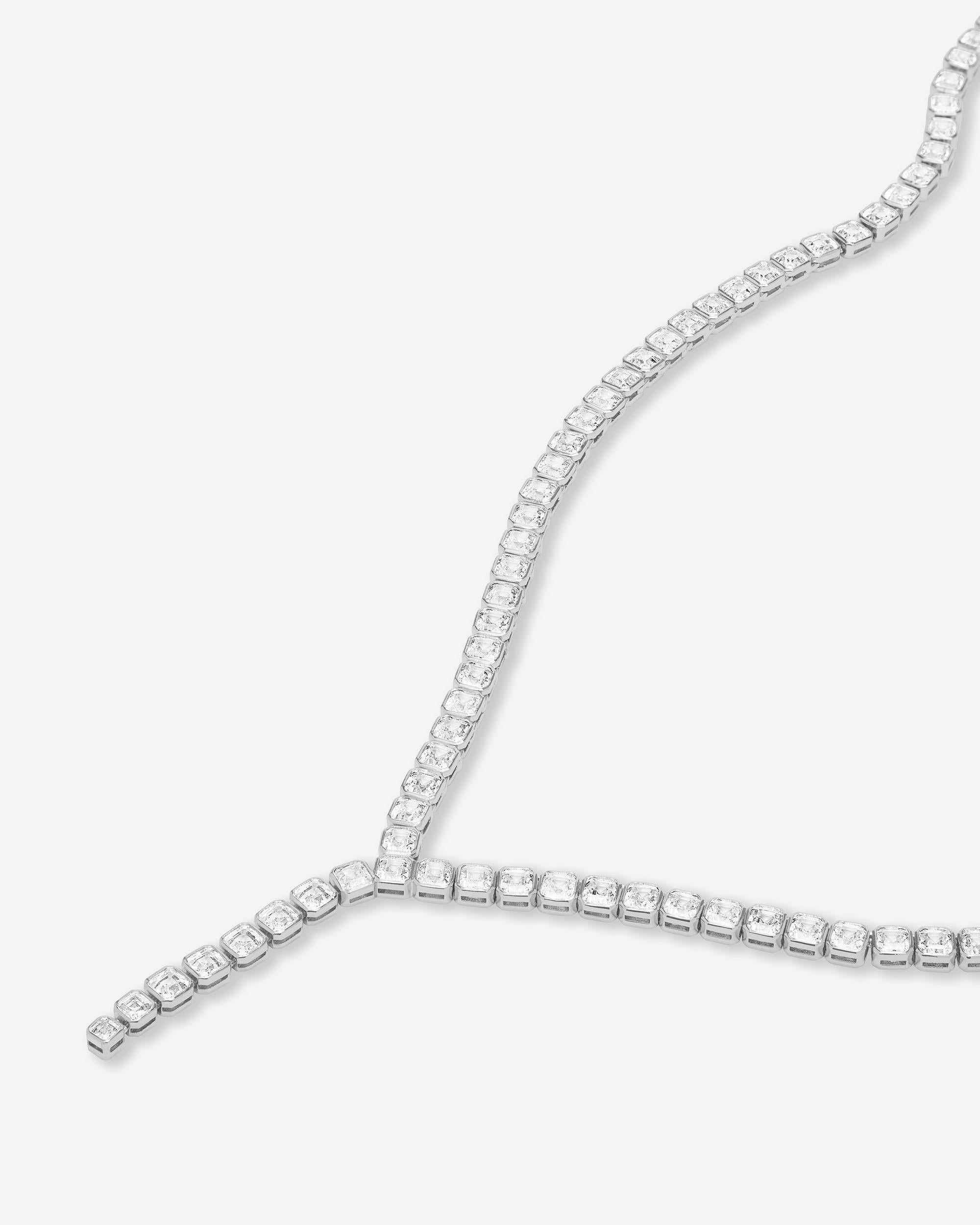 Duchess Lariat Tennis Necklace 16" - Silver|White Diamondettes