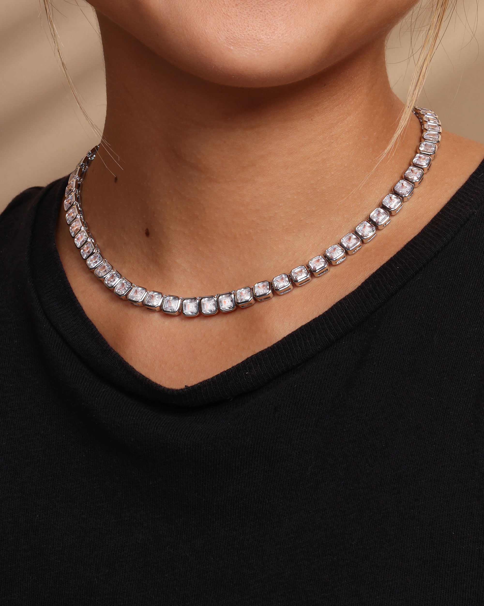 Silver tennis necklace hotsell