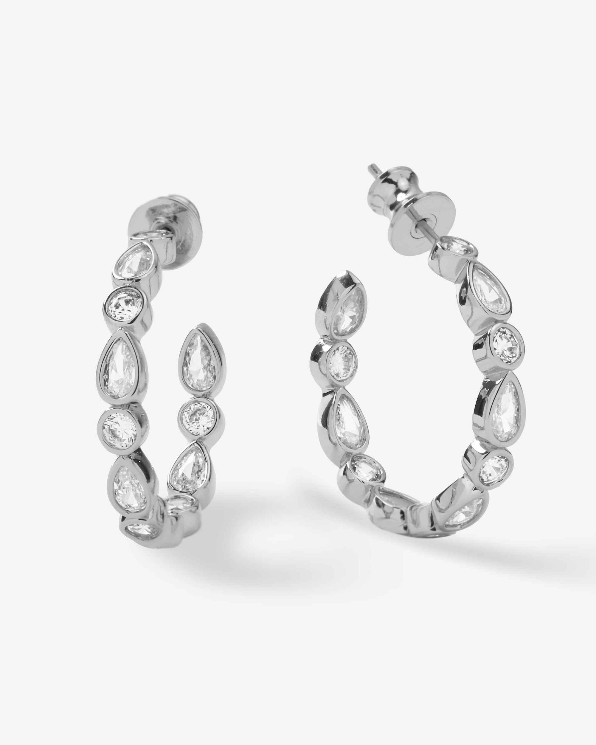 Isla Hoops 1" - Silver|White Diamondettes