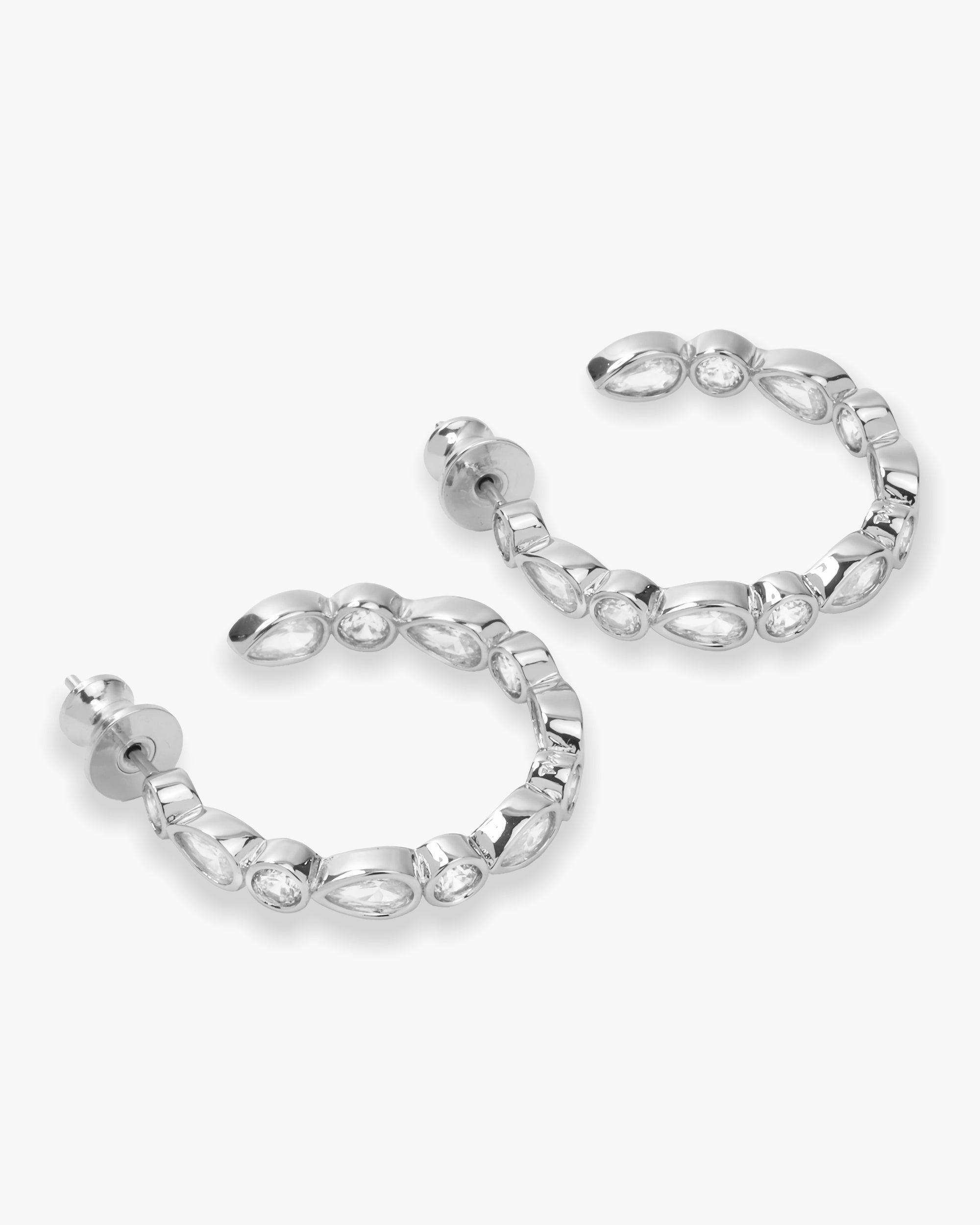 Isla Hoops 1" - Silver|White Diamondettes