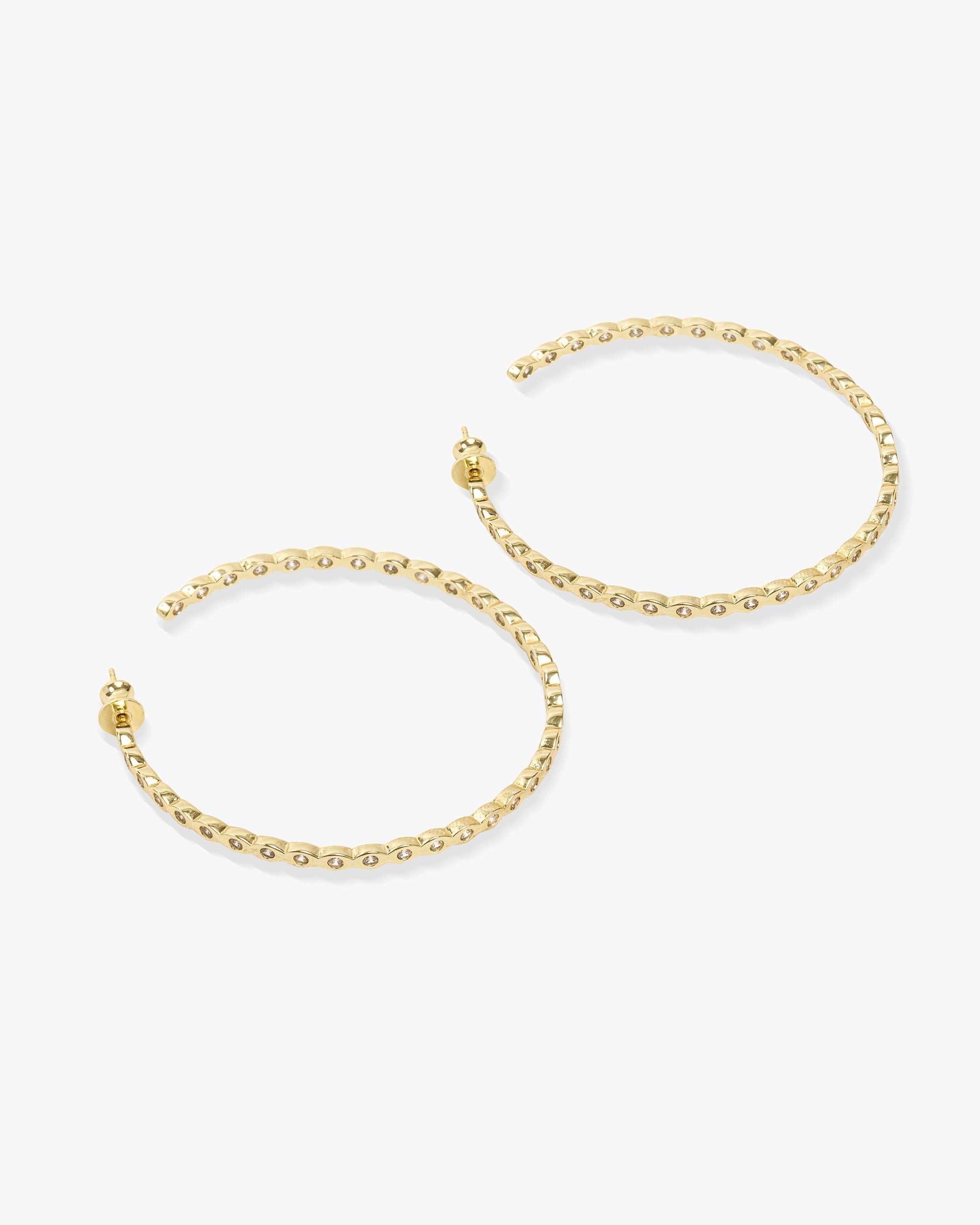 Teeny Pod Hoops - Gold|White Diamondettes