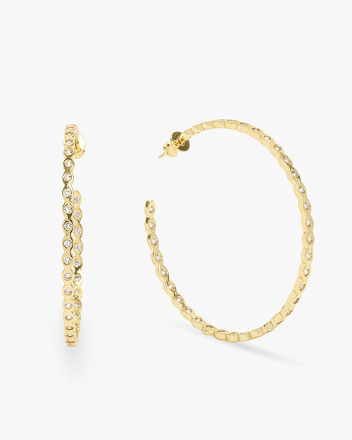 Teeny Pod Hoops - Gold|White Diamondettes