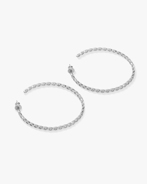 Teeny Pod Hoops - Silver|White Diamondettes