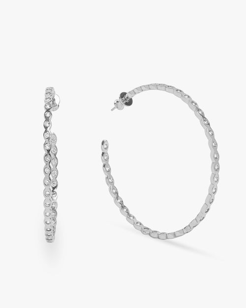 Teeny Pod Hoops - Silver|White Diamondettes