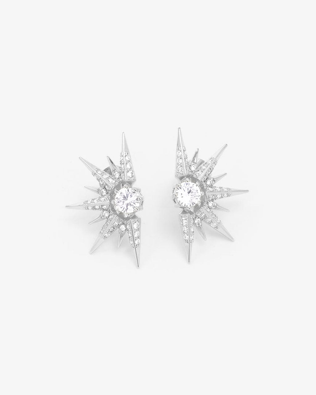 Gabriella Sunburst Stud Earrings - Silver|White Diamondettes