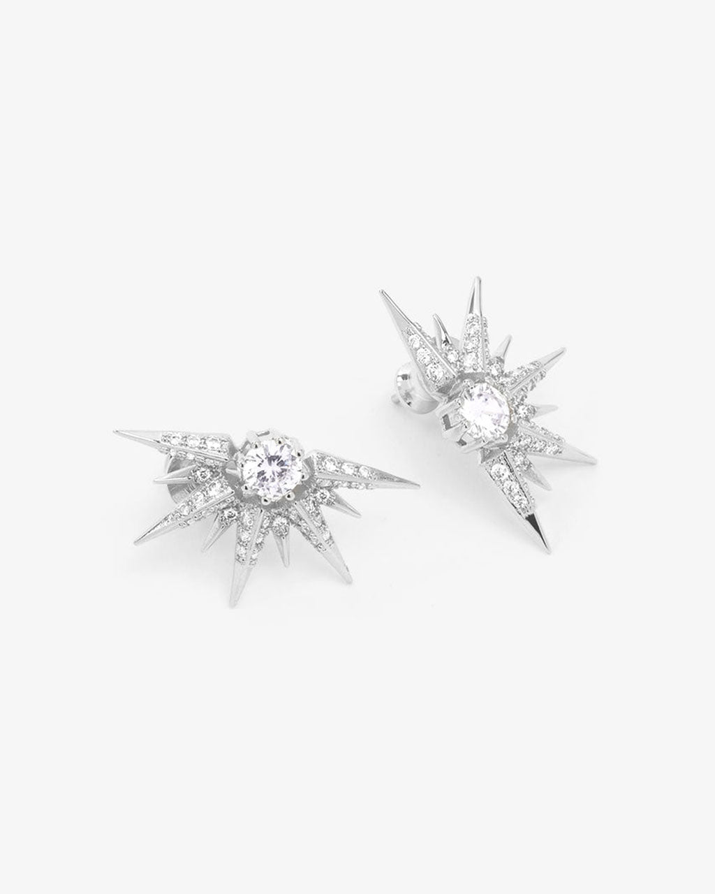 Gabriella Sunburst Stud Earrings - Silver|White Diamondettes