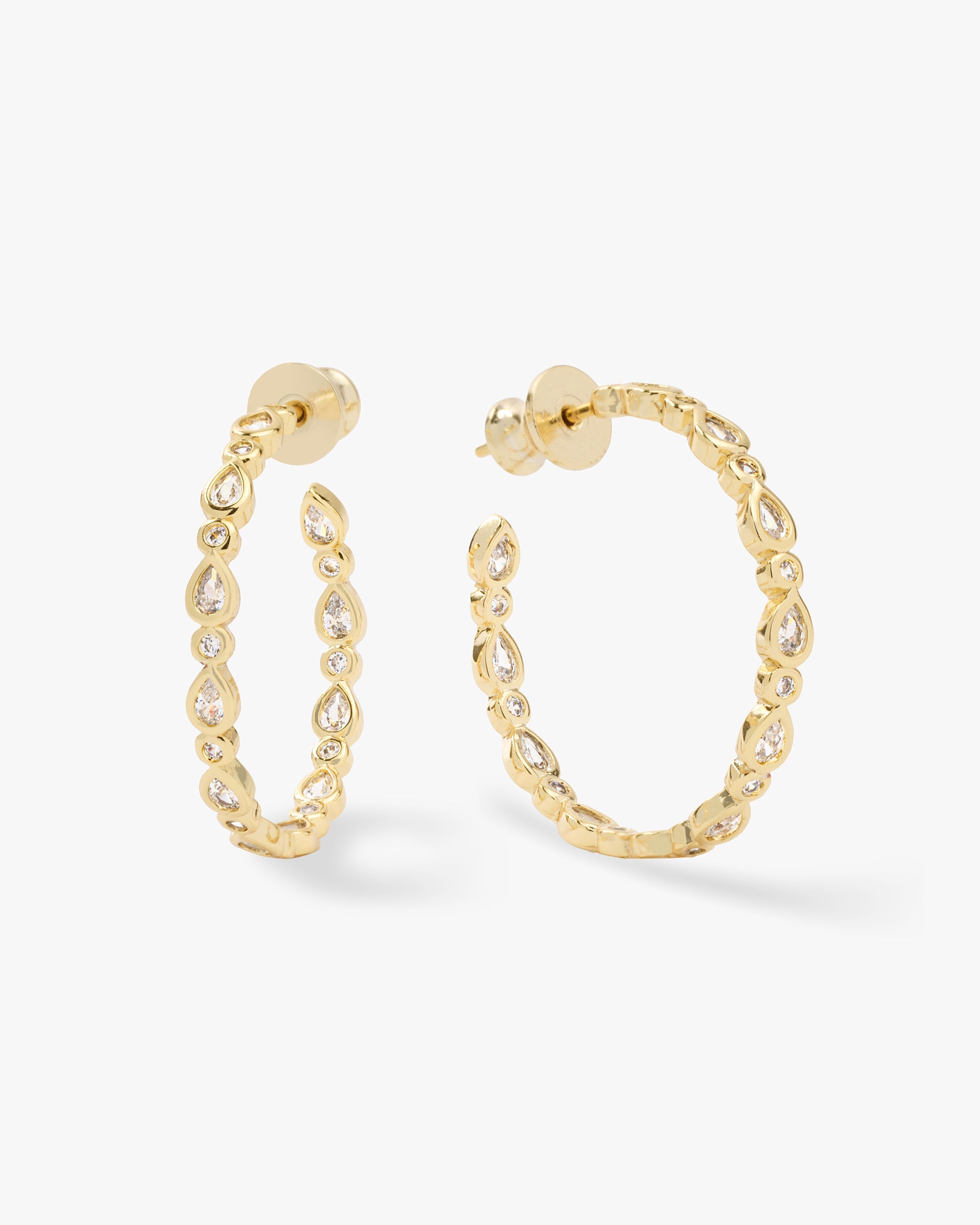 Baby Isla Hoops 1" - Gold|White Diamondettes