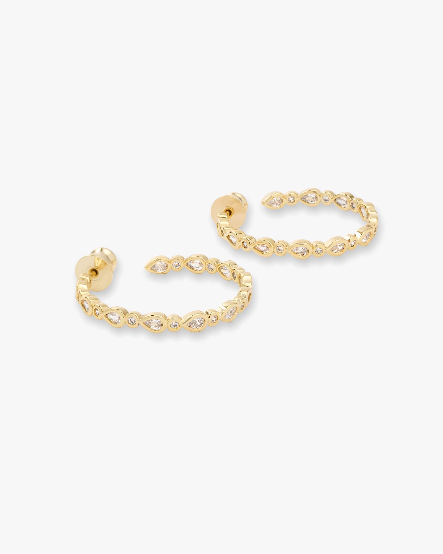 Baby Isla Hoops 1" - Gold|White Diamondettes