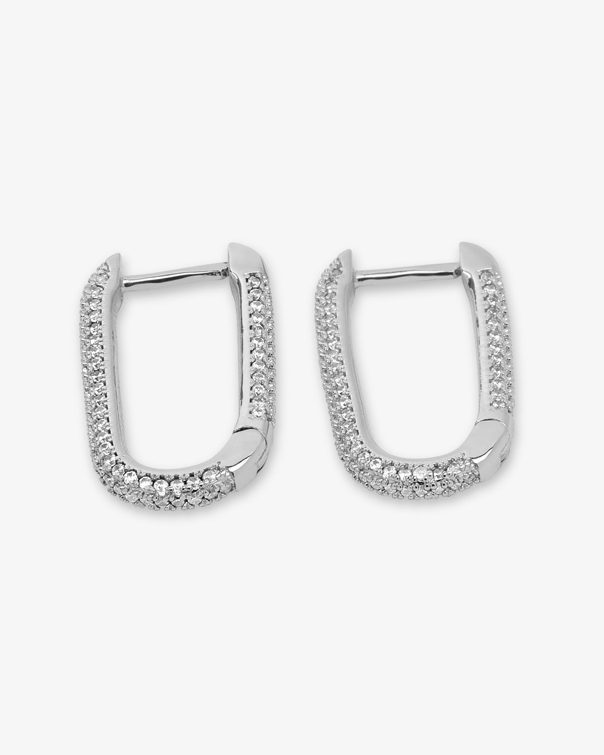 Carrie Pavé Chain Huggies - Silver|White Diamondettes