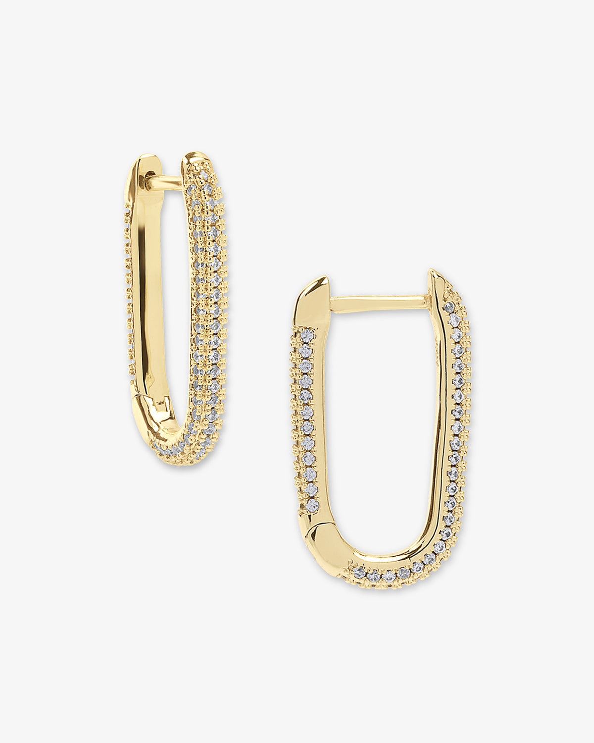 Carrie Pavé Chain Huggies - Gold|White Diamondettes