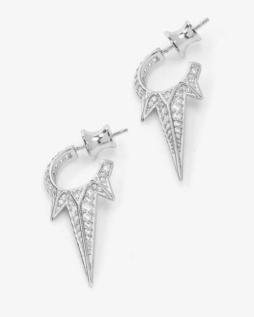 Gabriella Pavé Triple Spike Earrings - Silver|White Diamondettes