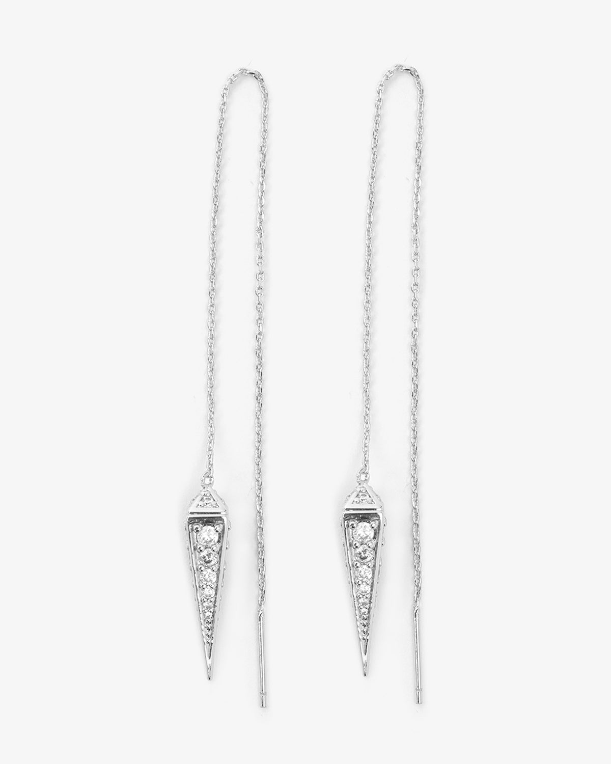 Gabriella Pavé Threader Earrings - Silver|White Diamondettes