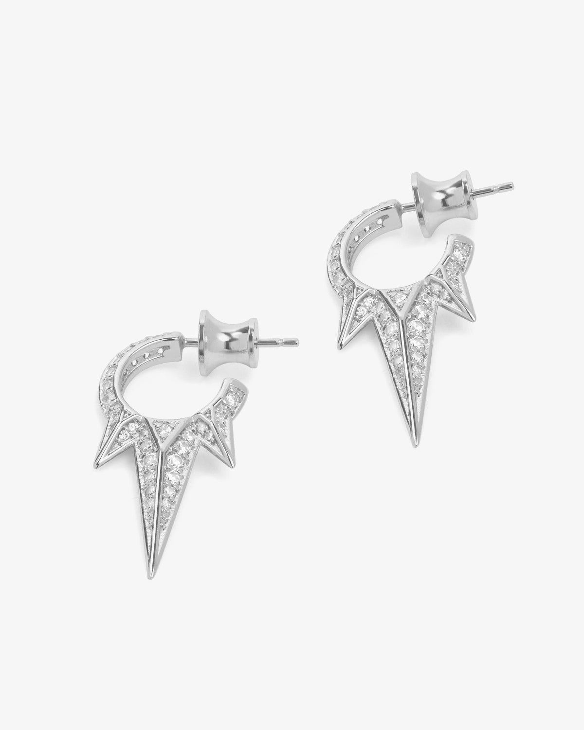 Baby Gabriella Pavé Triple Spike Earrings - Silver|White Diamondettes