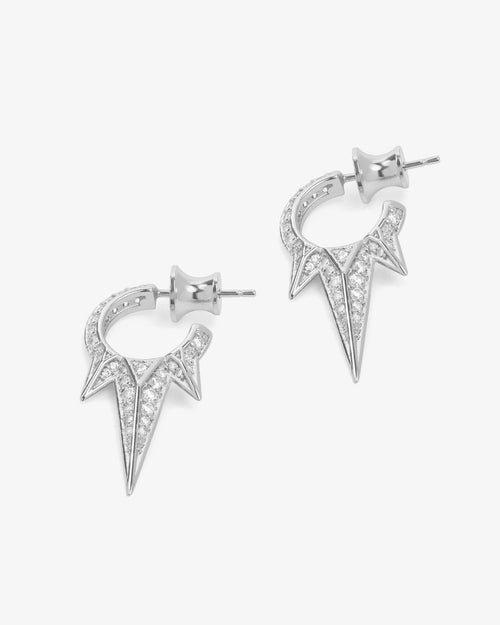 Baby Gabriella Pavé Triple Spike Earrings - Silver|White Diamondettes