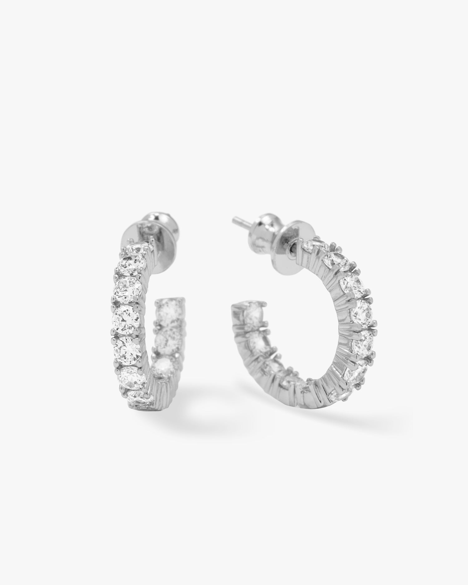 "She's a Classic" Hoops .75" - Silver|White Diamondettes