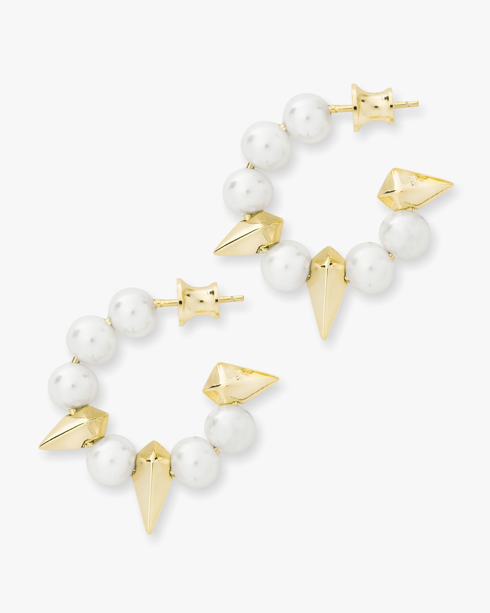 Life's a Ball Pearl Spike Hoops - Gold