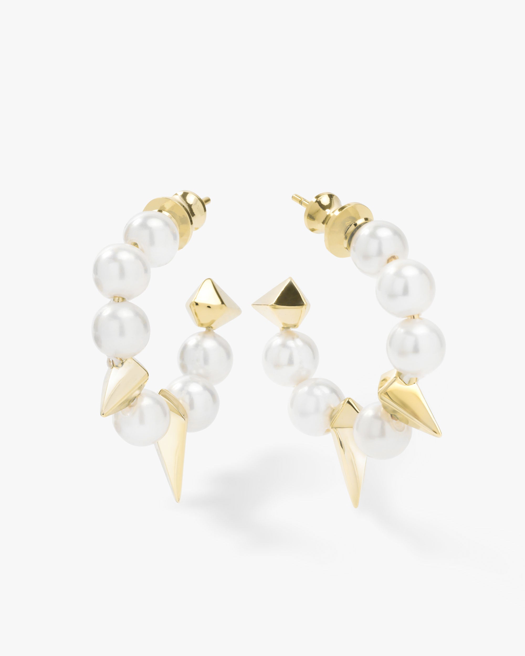 Life's a Ball Pearl Spike Hoops - Gold