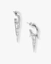 Gabriella Baguette Triple Spike Earrings - Silver|White Diamondettes