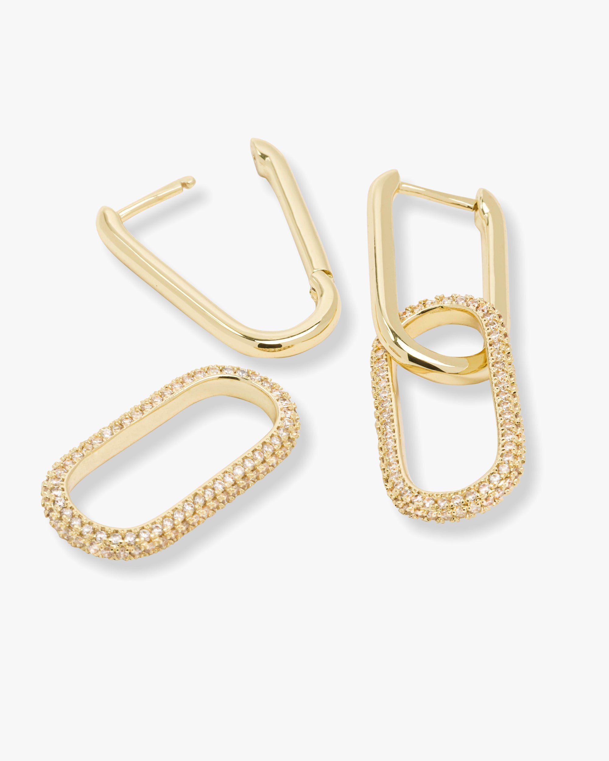 Carrie Pavé Chain Convertible Huggies - Gold|White Diamondettes