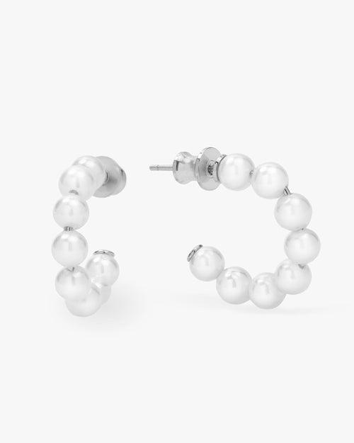 Baby Life's A Ball Pearl Hoops - Silver