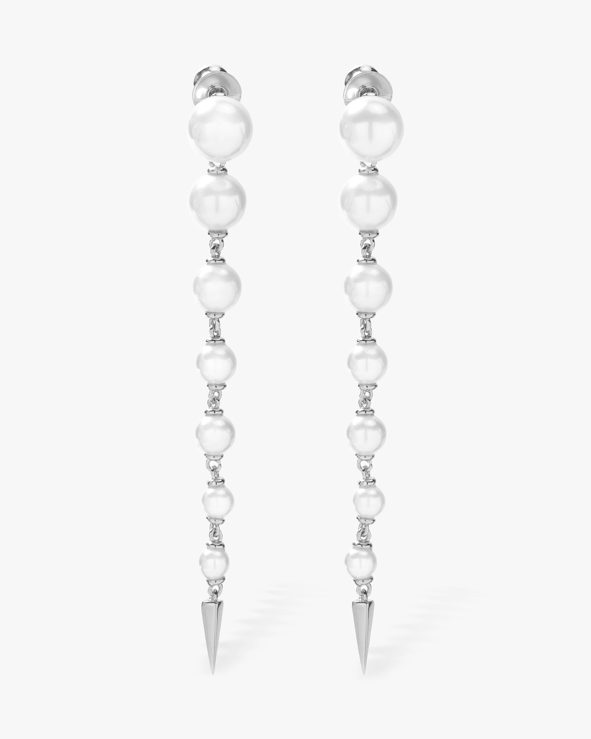 Perfect Pearl 7-Drop Spike Earrings - Silver