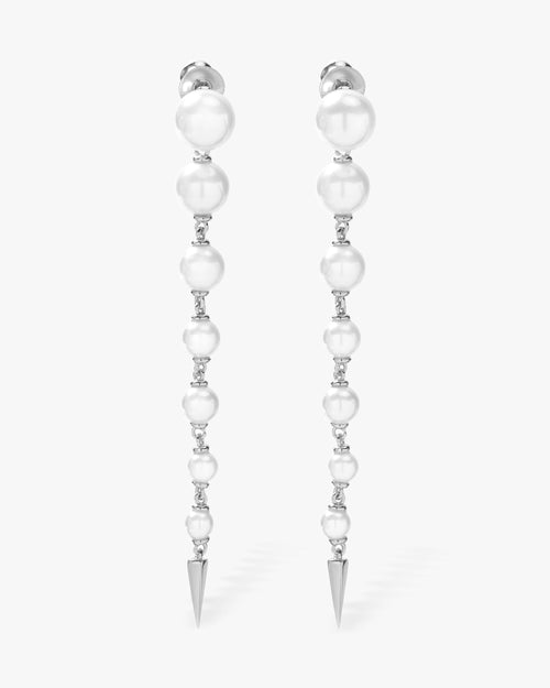 Perfect Pearl 7-Drop Spike Earrings - Silver