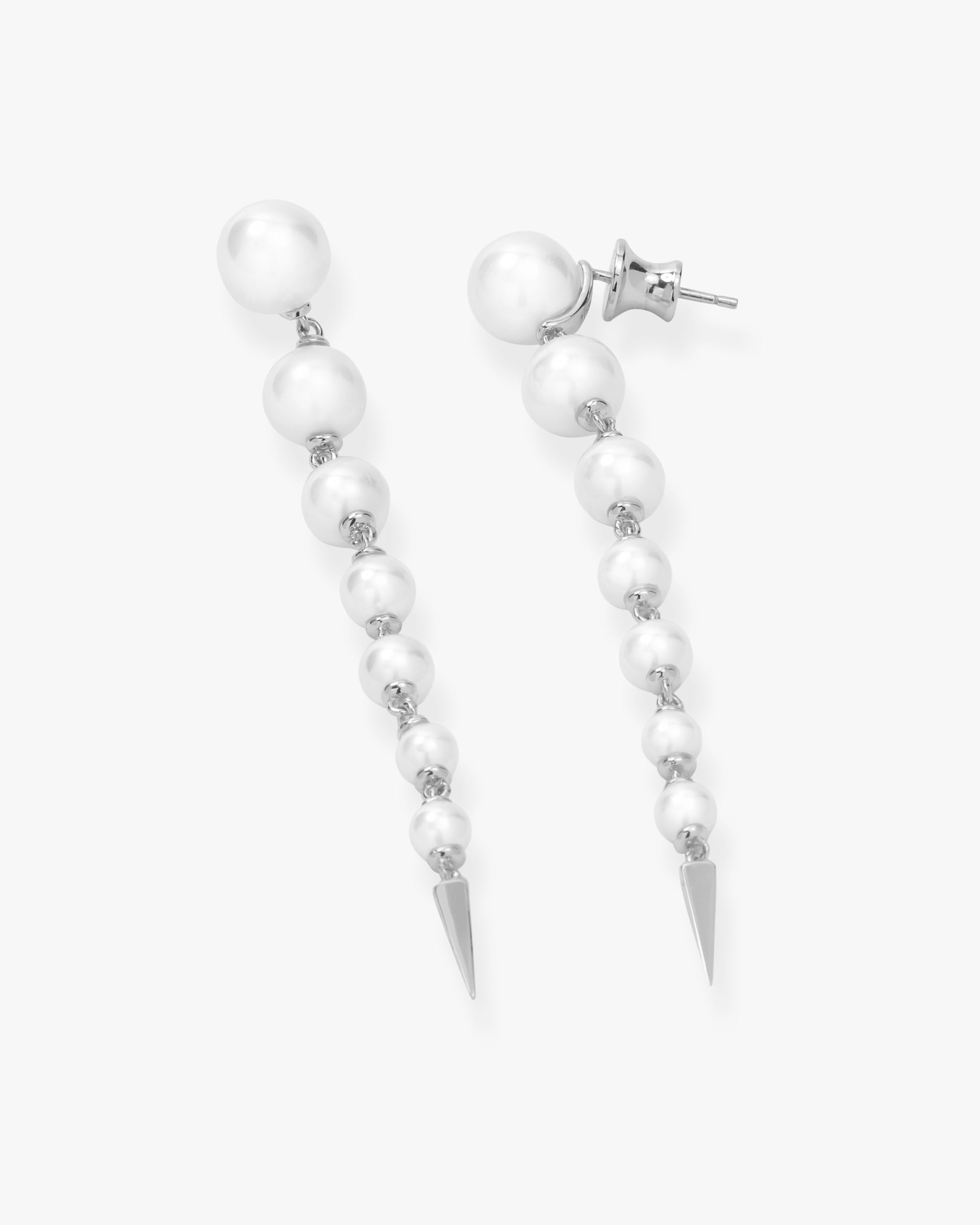 Perfect Pearl 7-Drop Spike Earrings - Silver