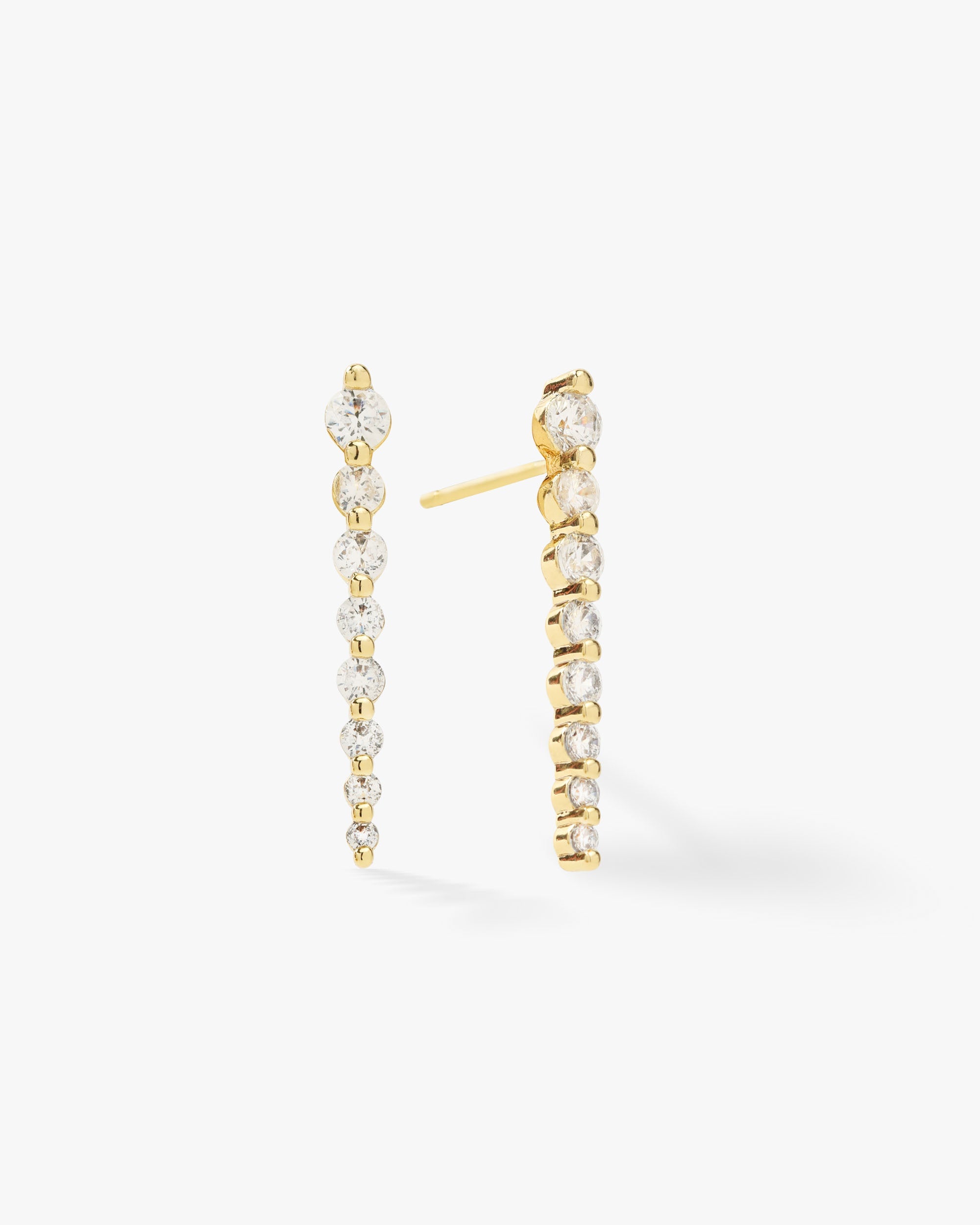 She's an Icon Dagger Earrings - Gold|White Diamondettes