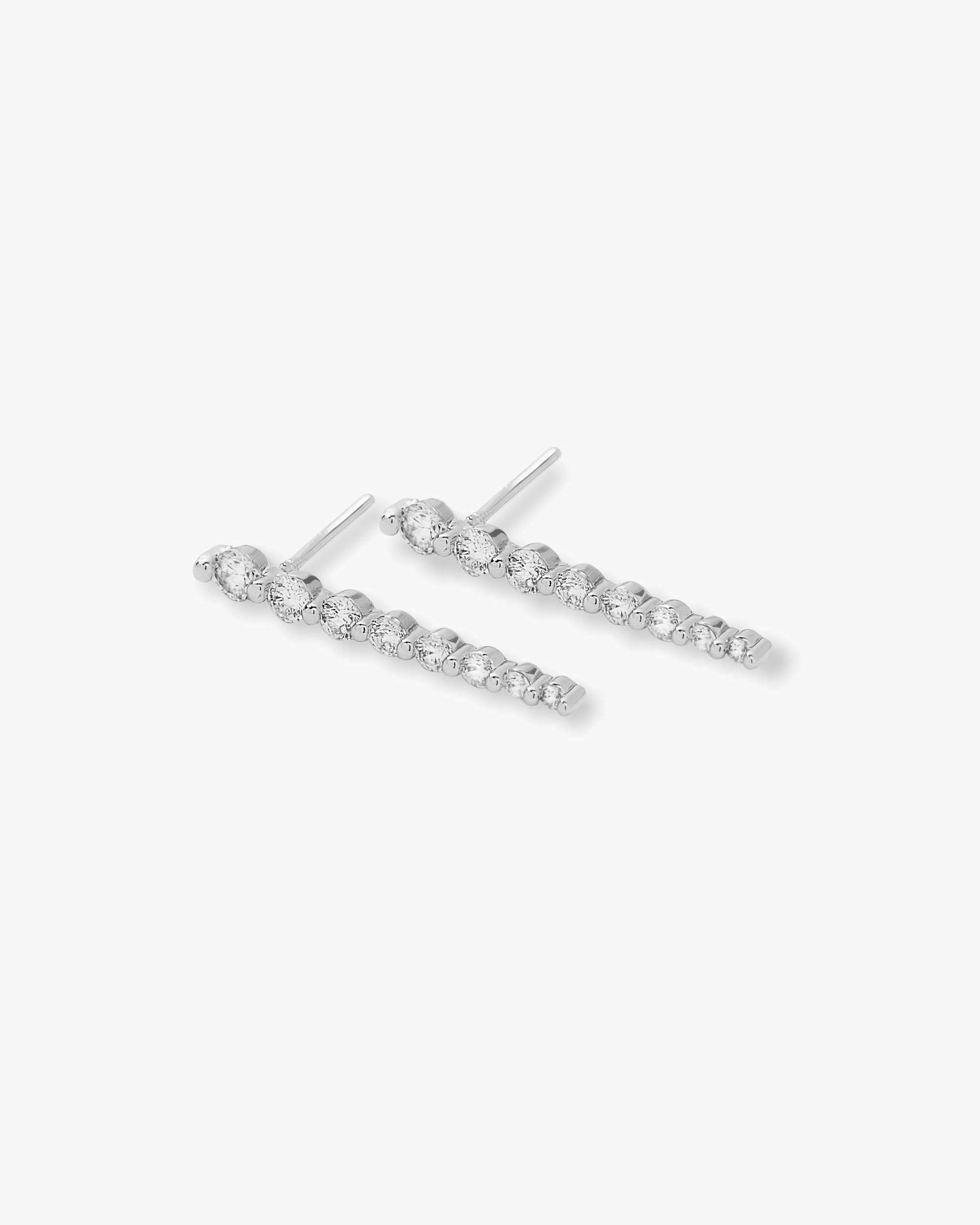 She's an Icon Dagger Earrings - Silver|White Diamondettes