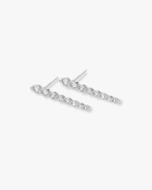 She's an Icon Dagger Earrings - Silver|White Diamondettes