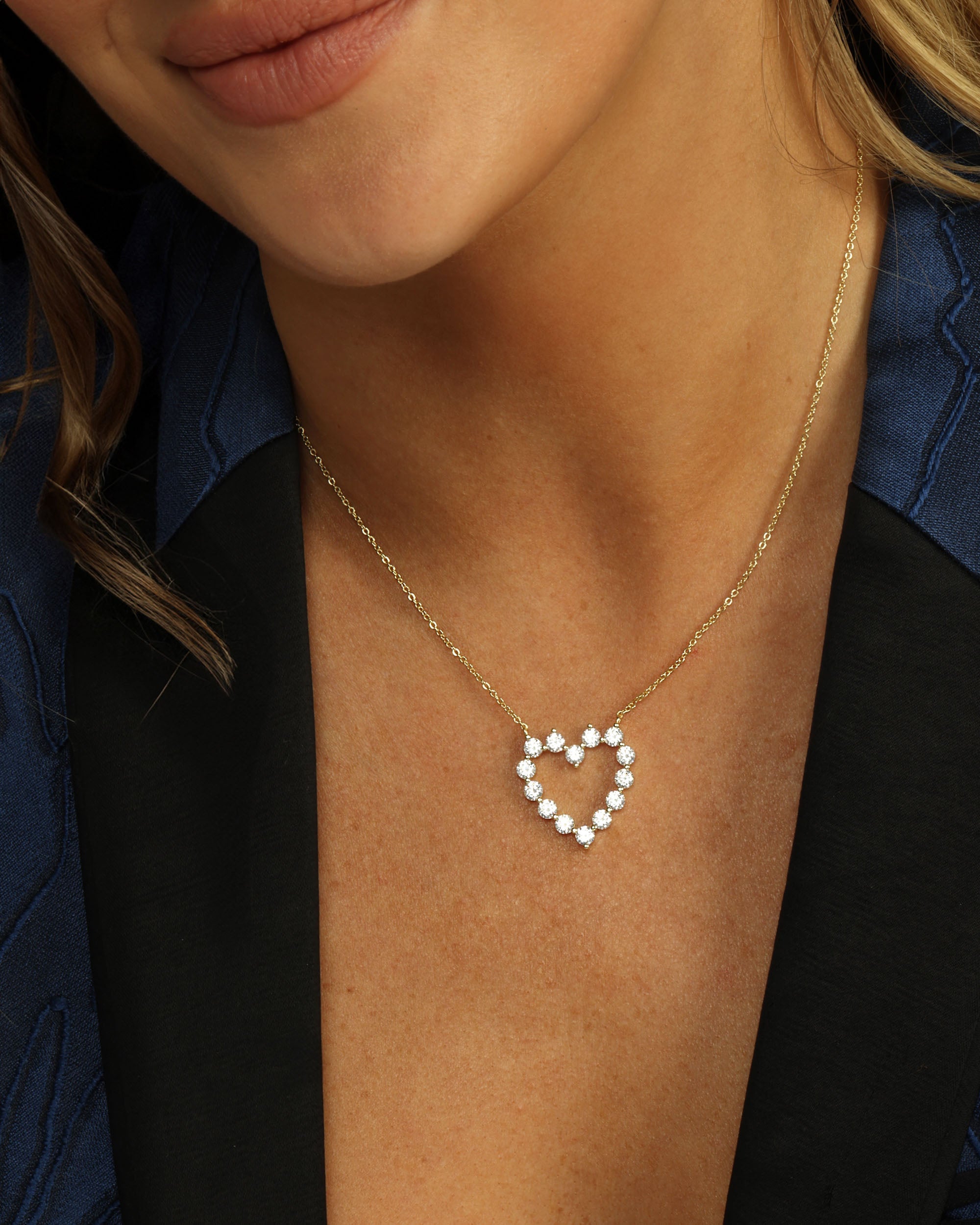 She's an Icon Baby Heart Necklace - Gold|White Diamondettes