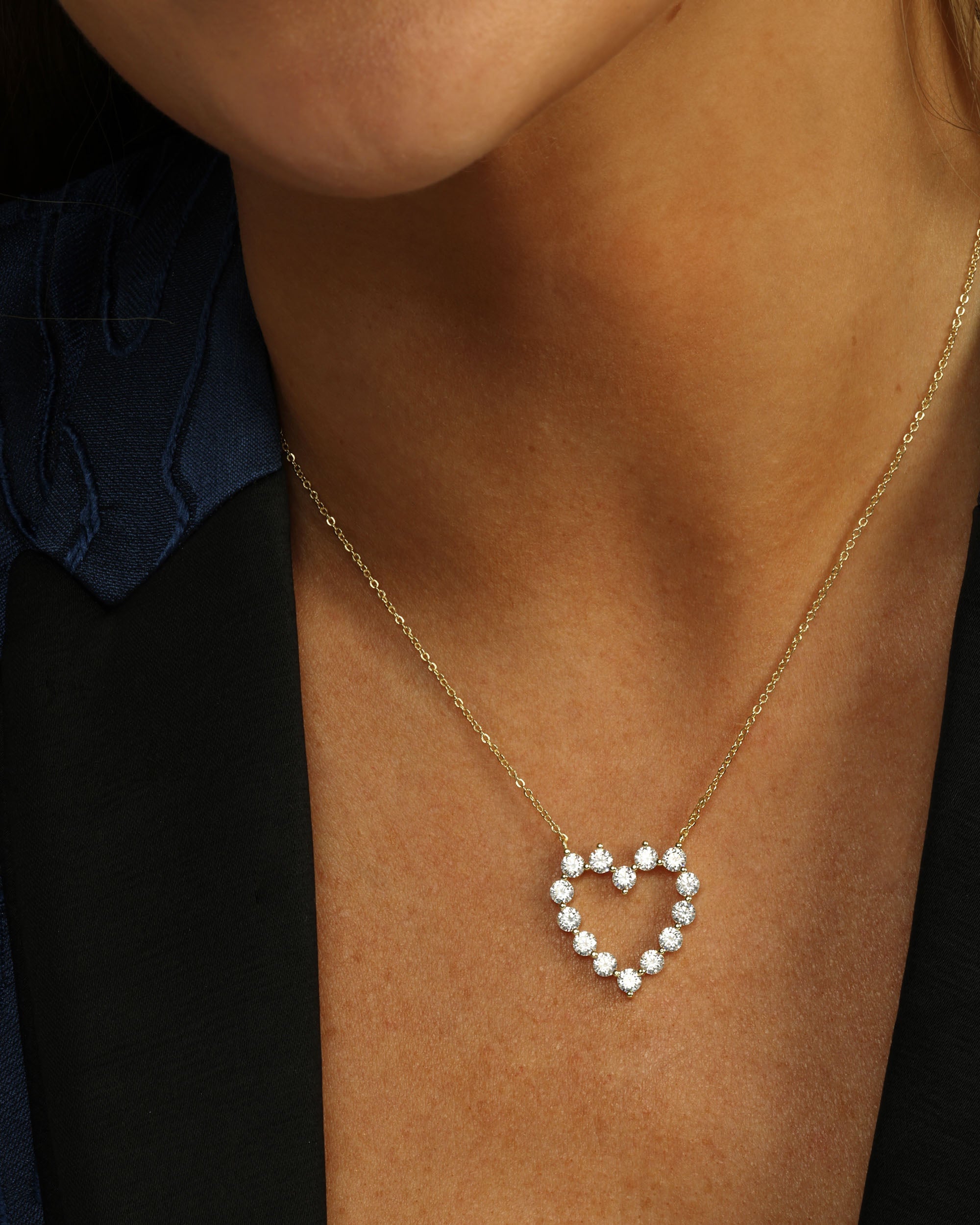 She's an Icon Baby Heart Necklace - Gold|White Diamondettes