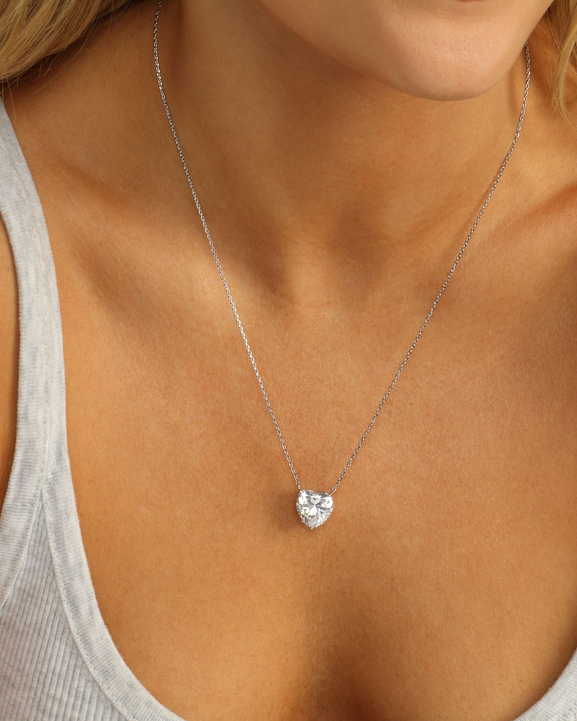 I Love You More Necklace - Silver|White Diamondettes