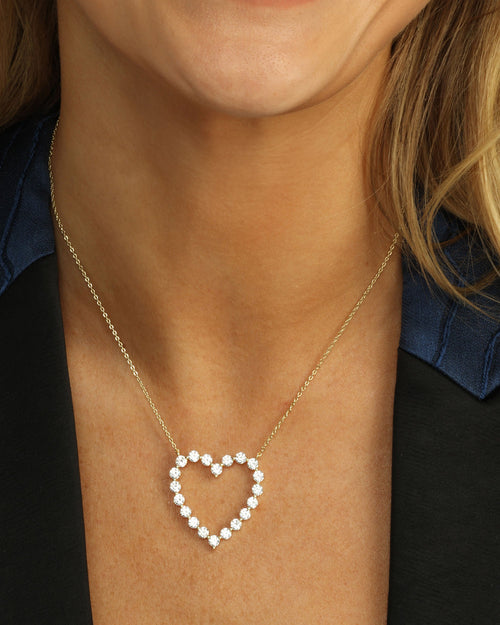 She's an Icon Heart Necklace - Gold|White Diamondettes