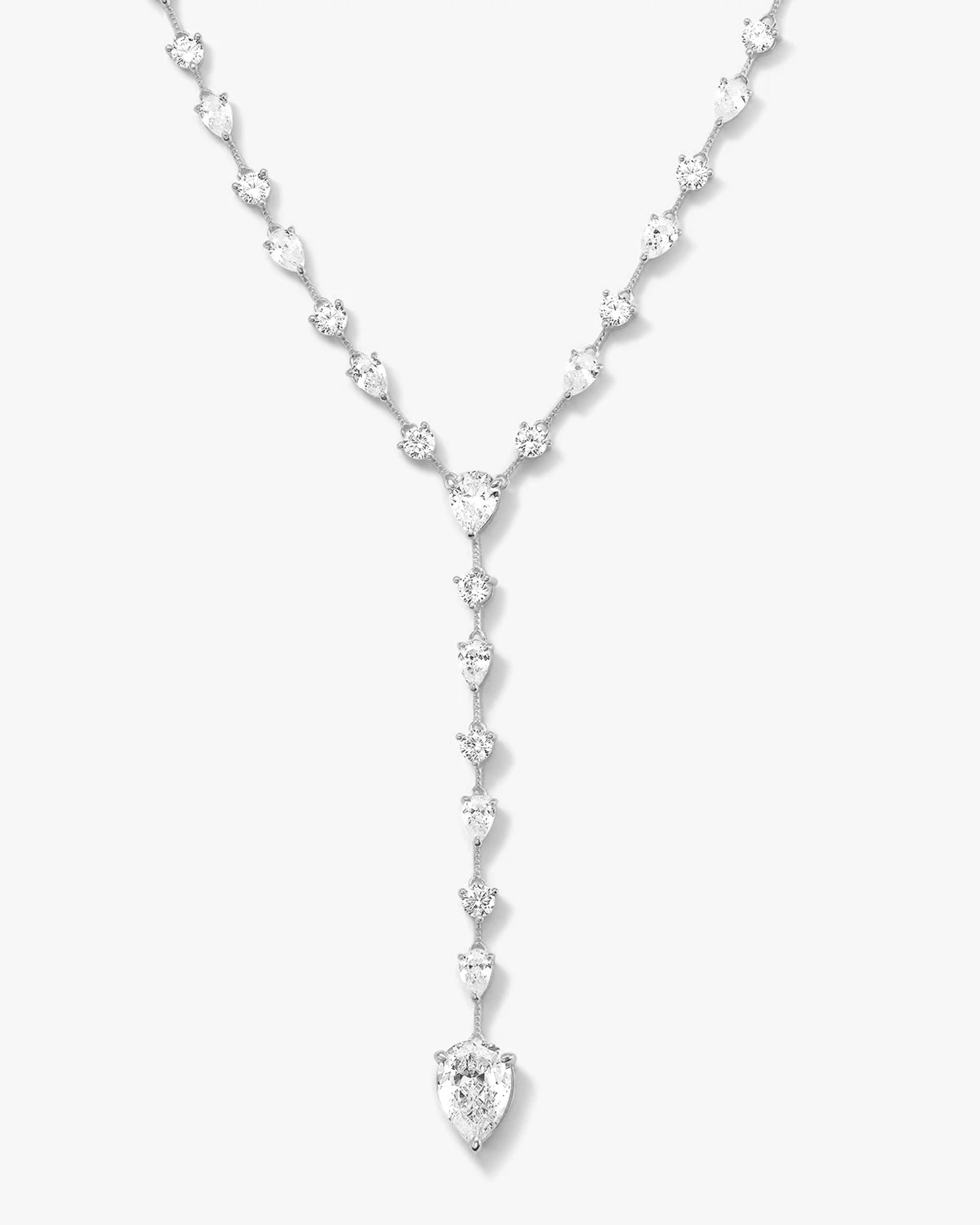 F-ing Gorgeous Lariat - Silver|White Diamondettes