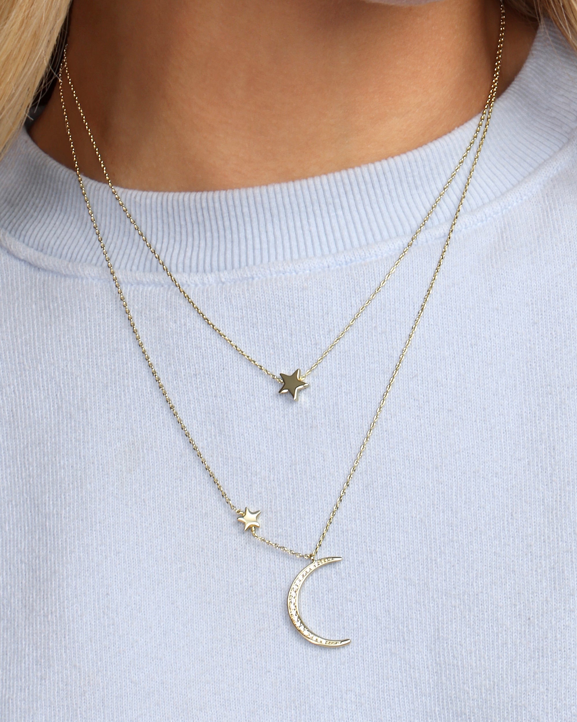 Fairbanks Crescent Necklace - Gold|White Diamondettes