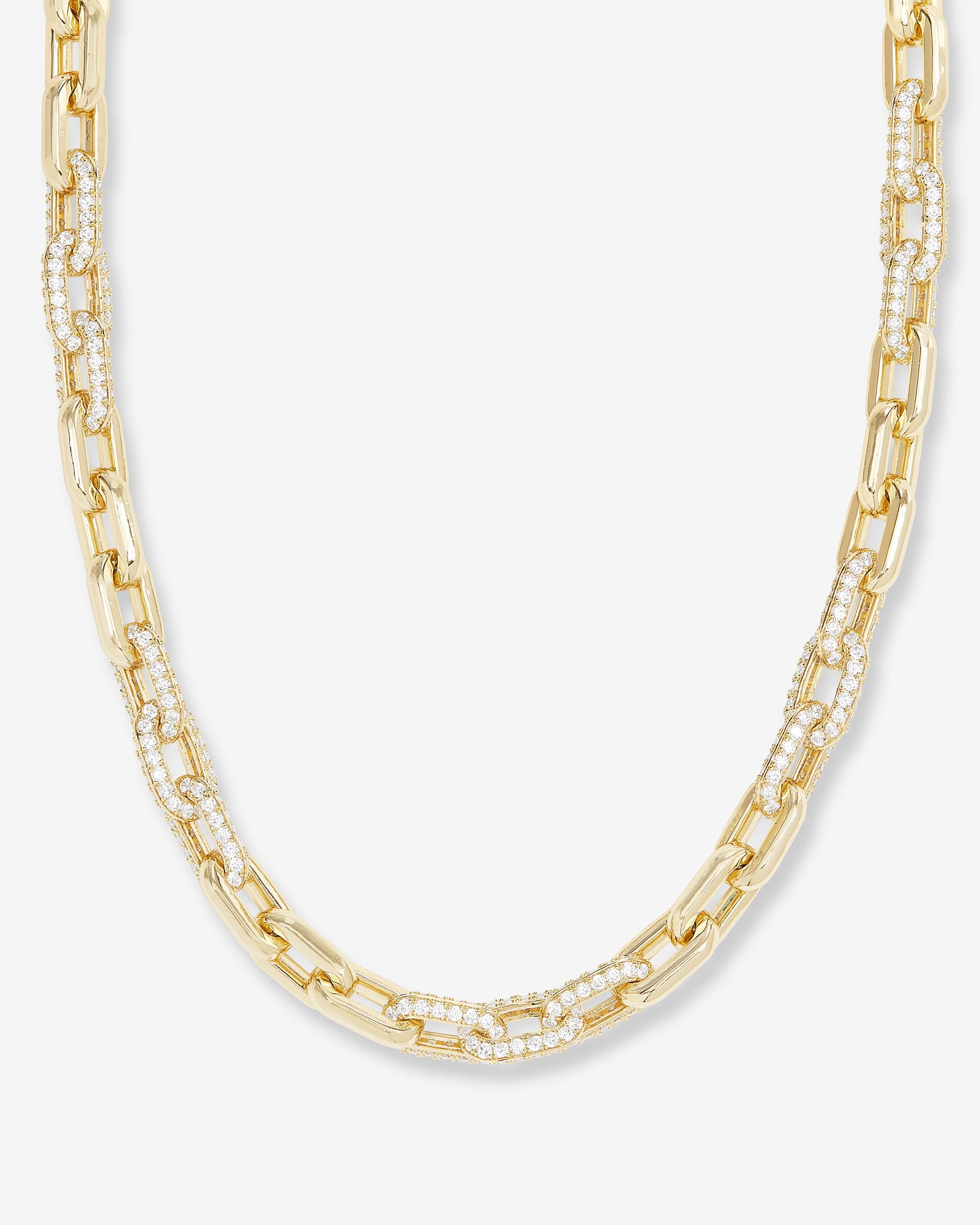 Frankie Pavé Chain Necklace 21" - Gold|White Diamondettes