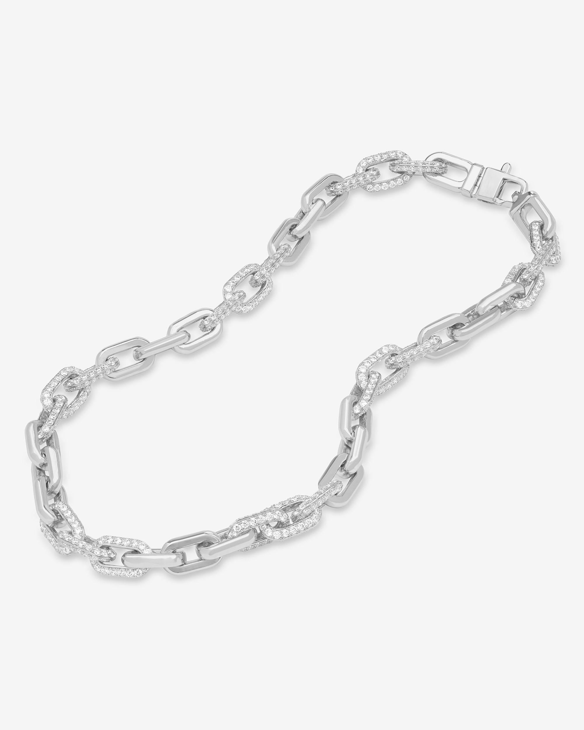 Frankie Pavé Chain Necklace 21" - Silver|White Diamondettes