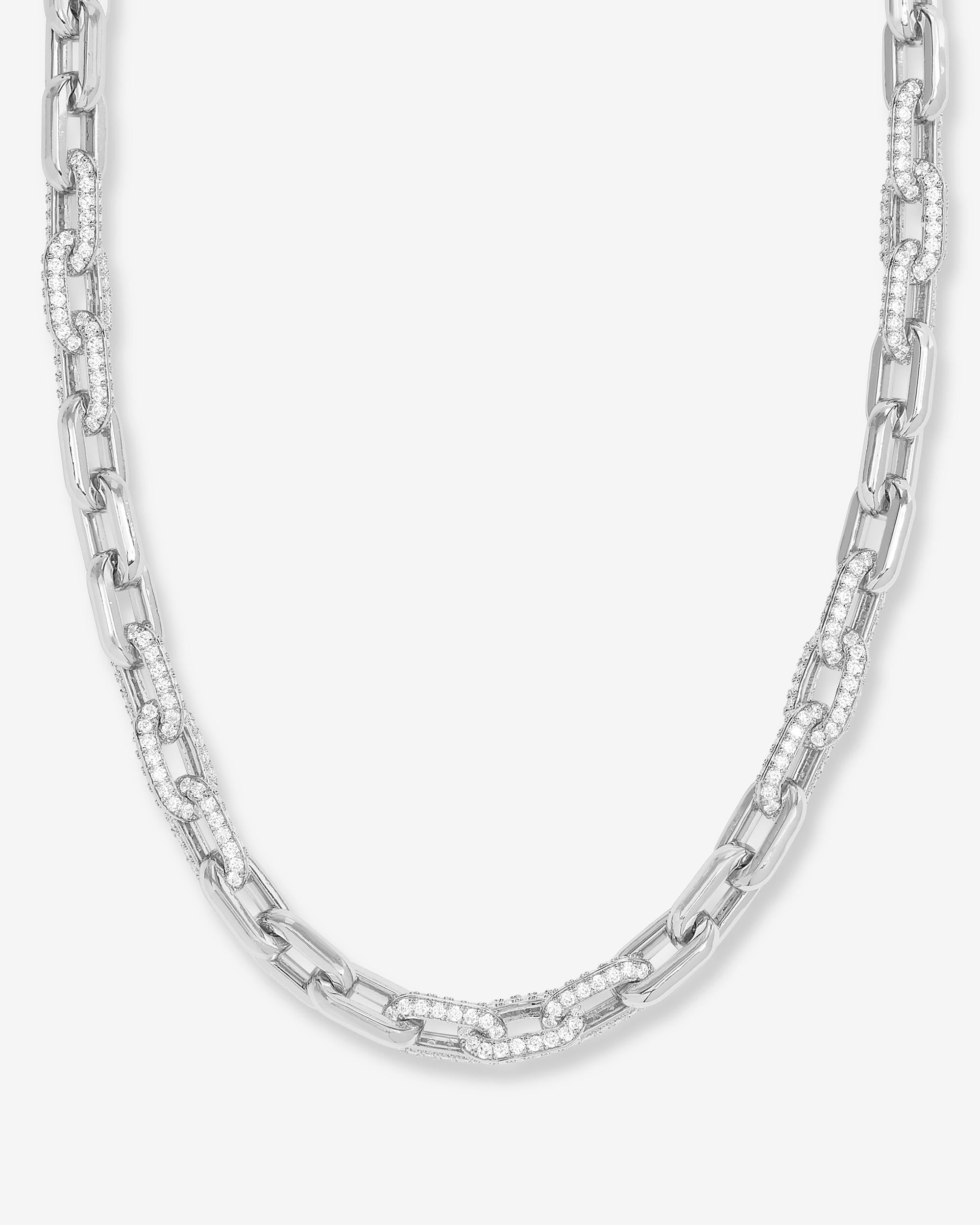 Frankie Pavé Chain Necklace 18" - Silver|White Diamondettes