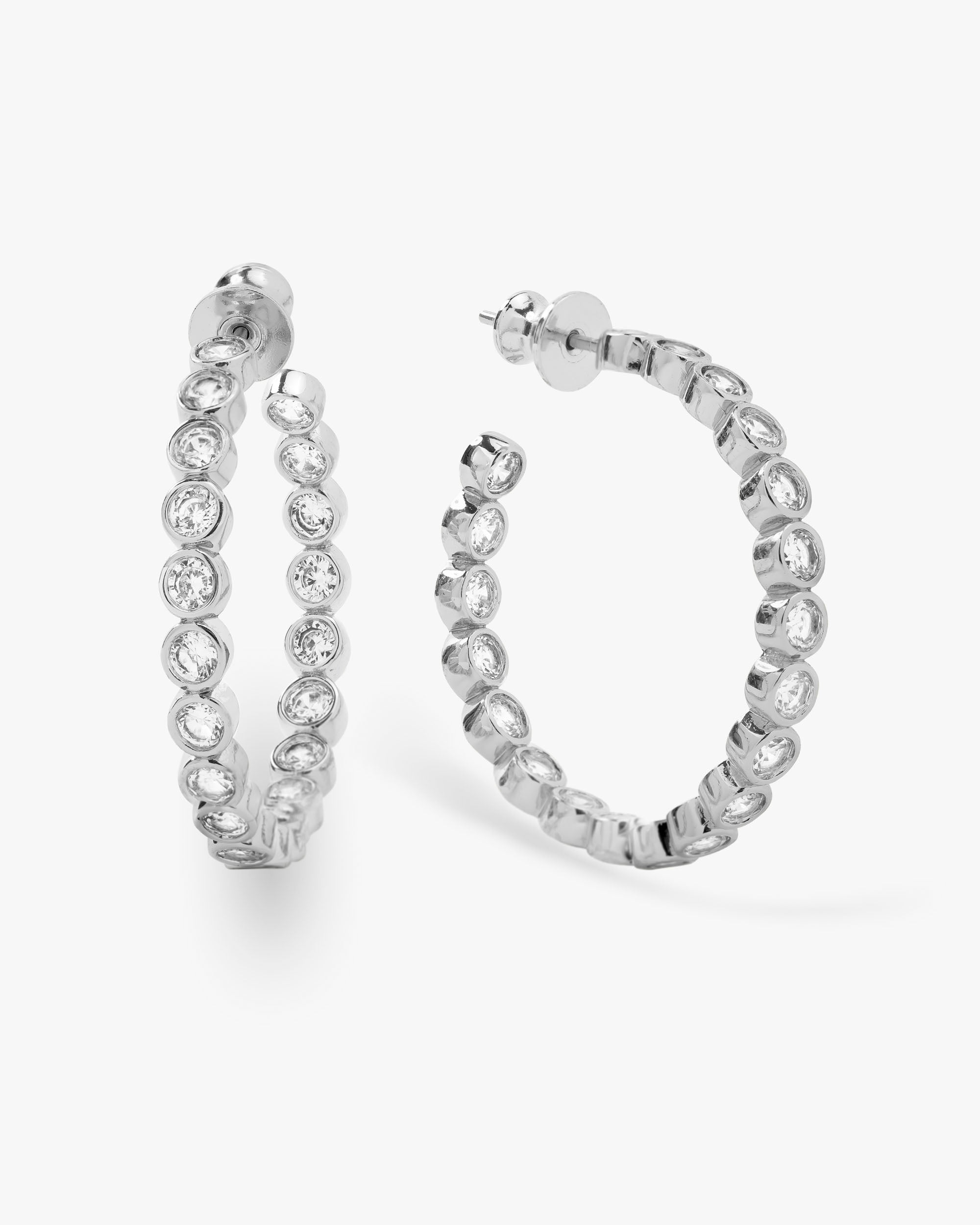 Baroness Hoops 1.25" - Silver|White Diamondettes