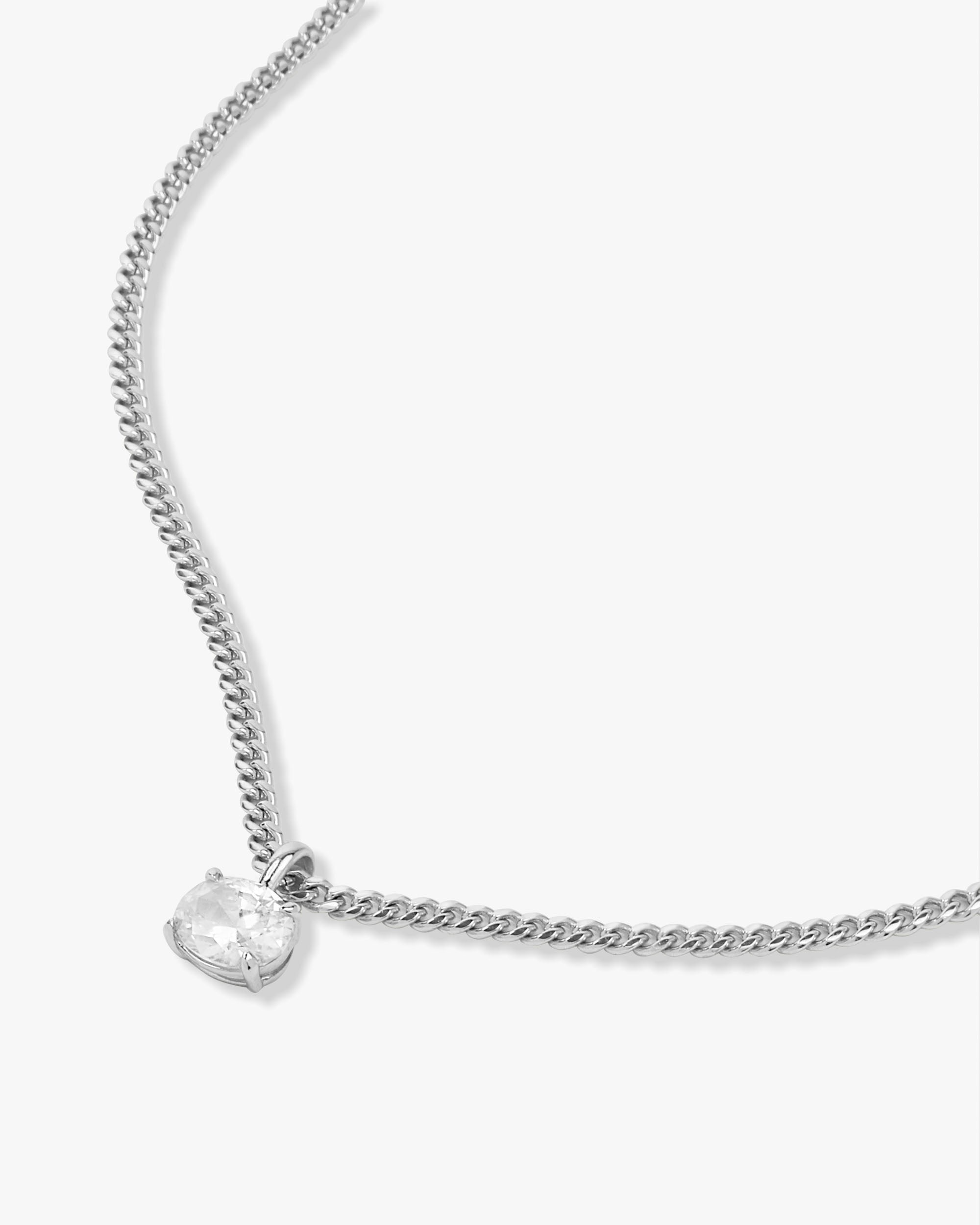 Hello Darling Necklace - Silver|White Diamondettes