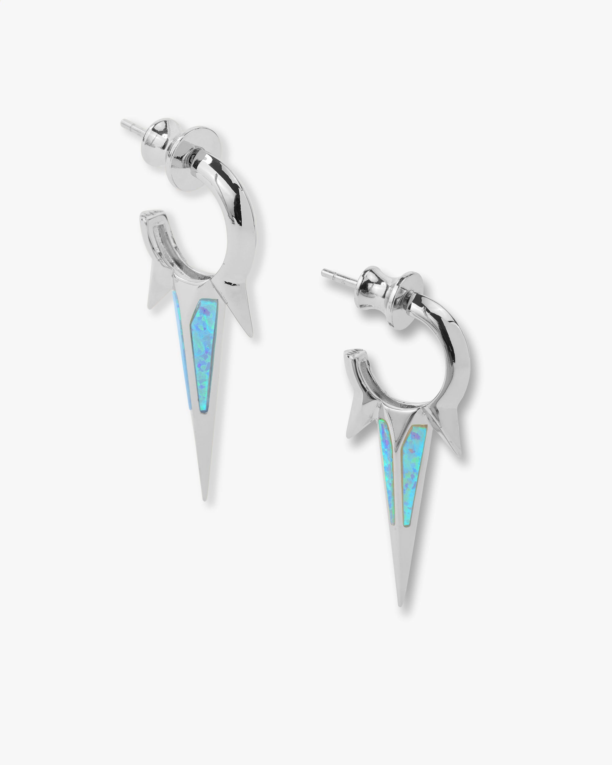 Gabriella Blue Opal Triple Spike Earrings - Silver|Blue Opal